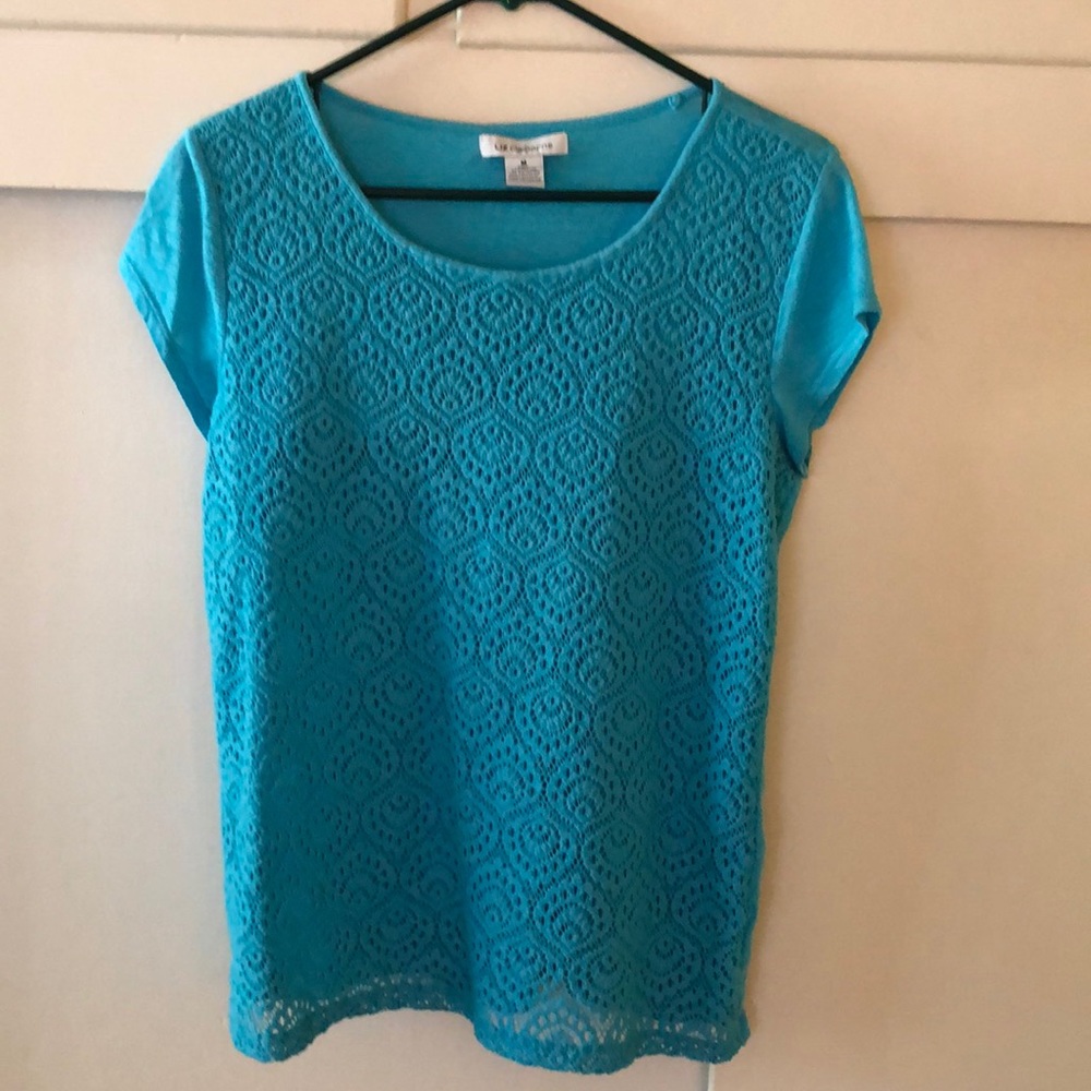 Turquoise capped sleeve t-shirt